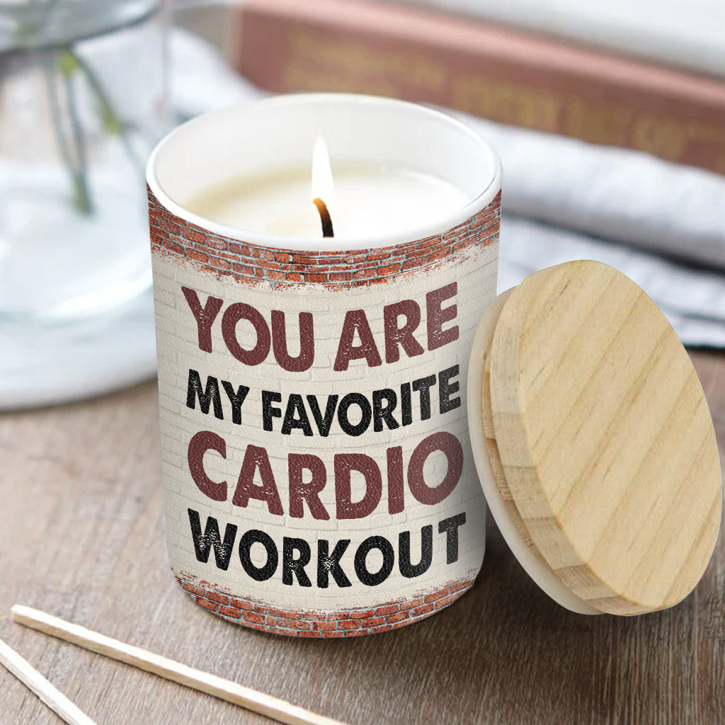 Cardio Workout - Personalized Couple Candle With Wooden Lid