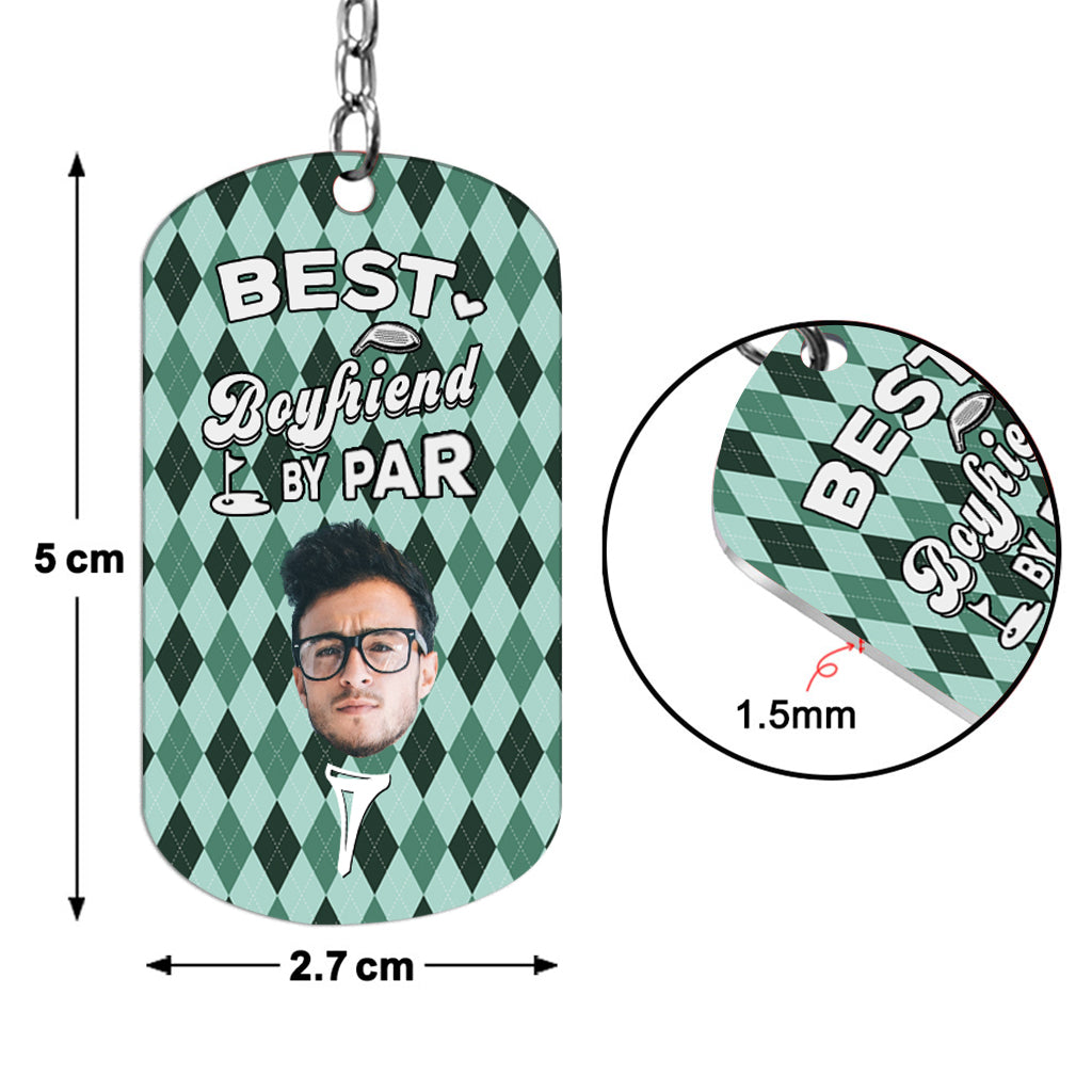 Best Dad By Par - Golf gift for dad, him, boyfriend, husband, grandpa - Personalized Stainless Steel Keychain