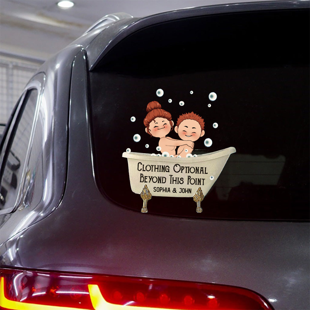 Kleidung optional ab hier – personalisierter Aufkleber für Paare (gestanzt)