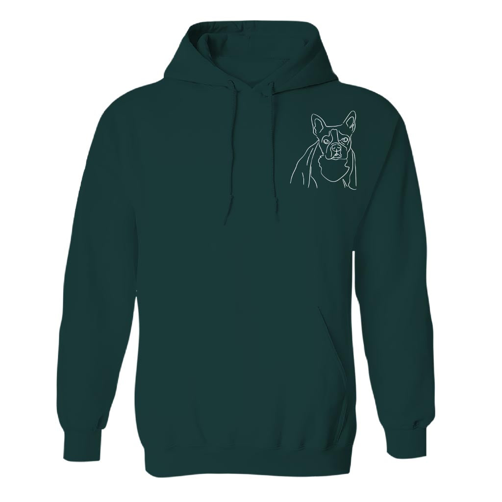 Individuelle Linienzeichnung – Personalisierter Hoodie mit Hundestickerei