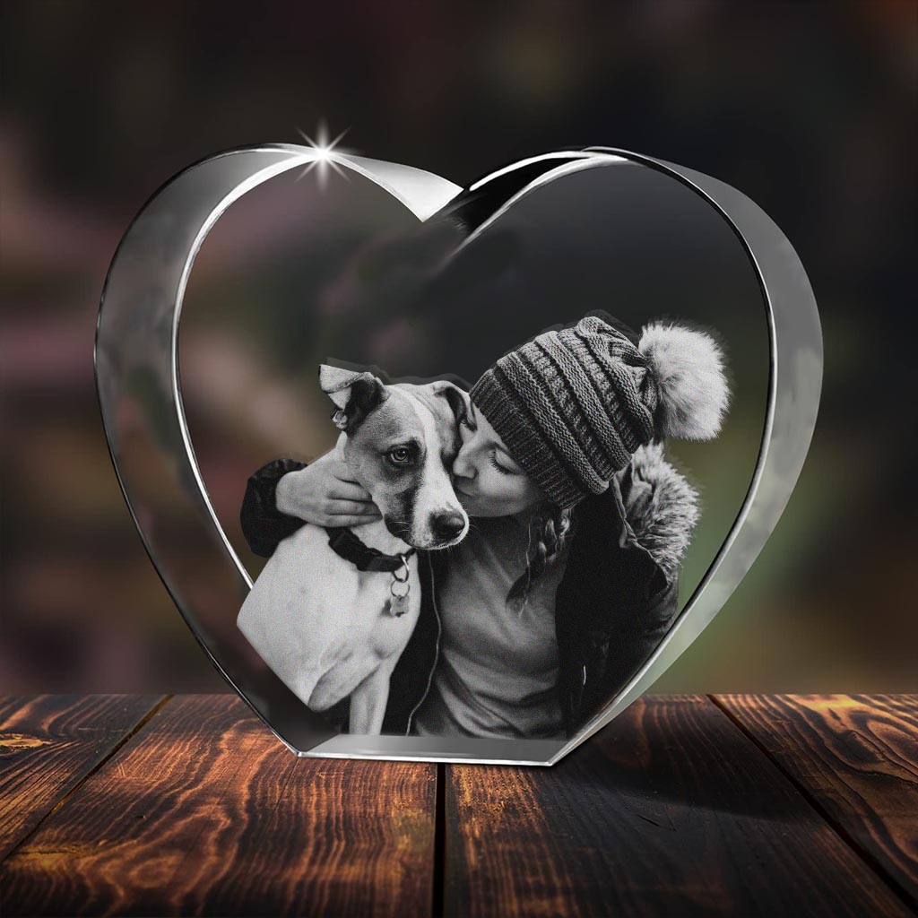 In liebevoller Erinnerung – Geschenk für Hunde- und Katzenliebhaber – Personalisierte 3D-Herz-Kristalllampe mit Lasergravur