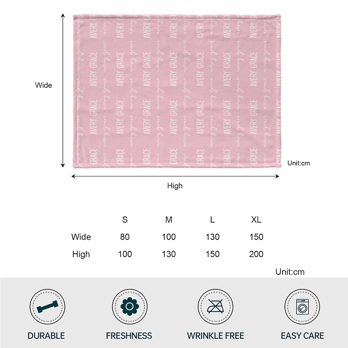Custom Name Pattern - Personalized Newborn Blanket