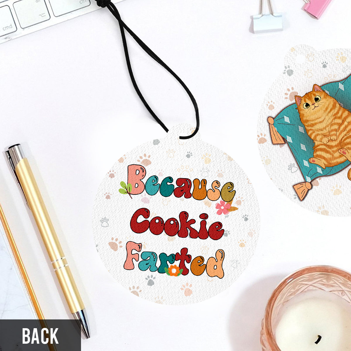 Weil die Katze einen fahren ließ – Personalisierter Katzen-Lufterfrischer