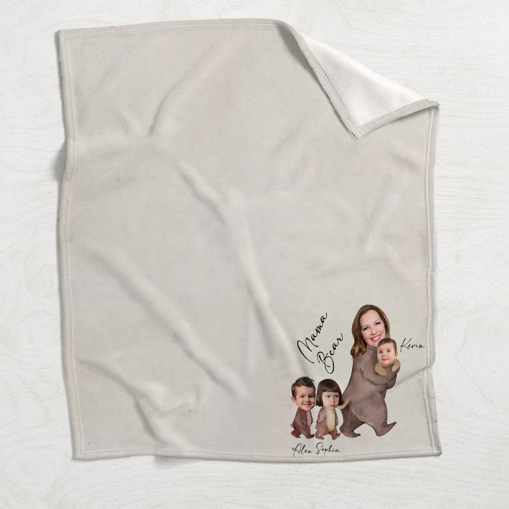 Aquarellfoto von Mama Bär – Personalisierte Mutterdecke