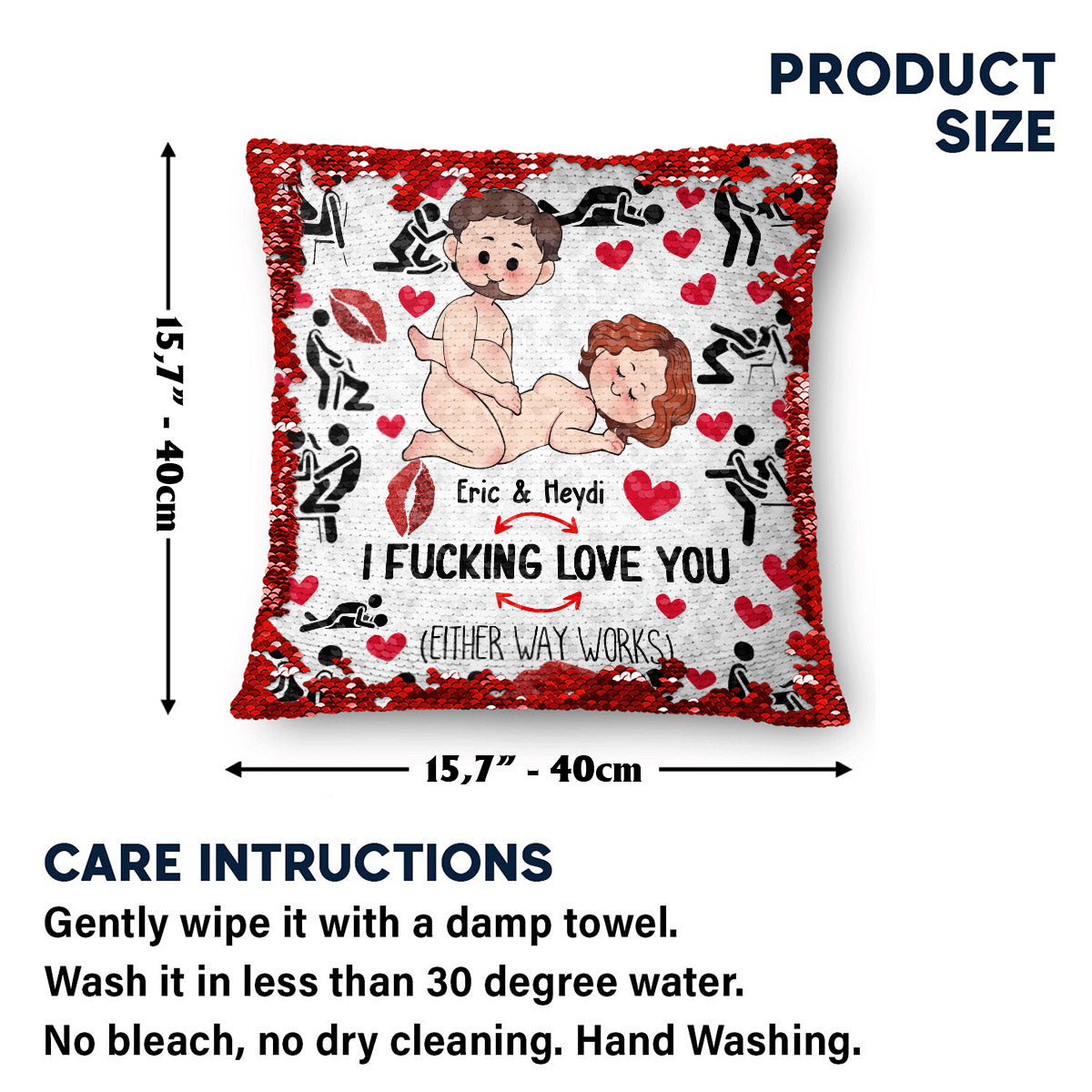 Ich liebe dich – Personalisierter Pailletten-Kissenbezug für Paare