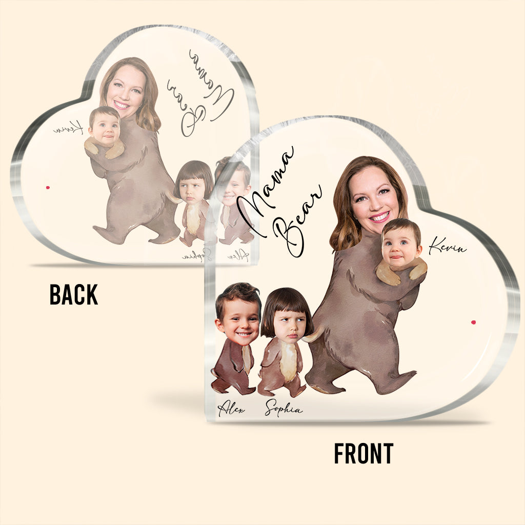 Mama Bear Watercolor Photo Custom - Personalized Mother Custom Shaped Acrylic Plaque