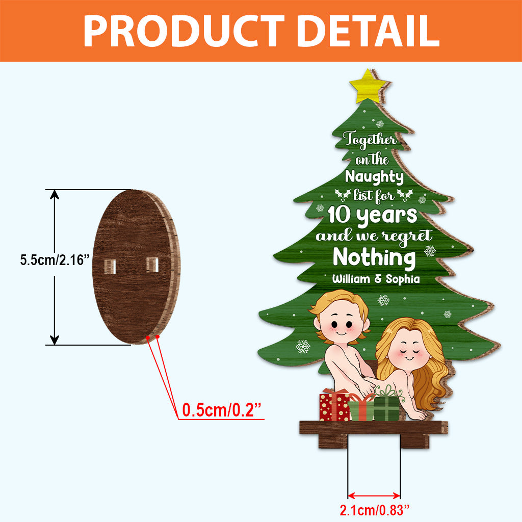 Together On The Naughty List For Years - gift for wife, boyfriend, husband, girlfriend - Personalized Freestanding Wood Plaque