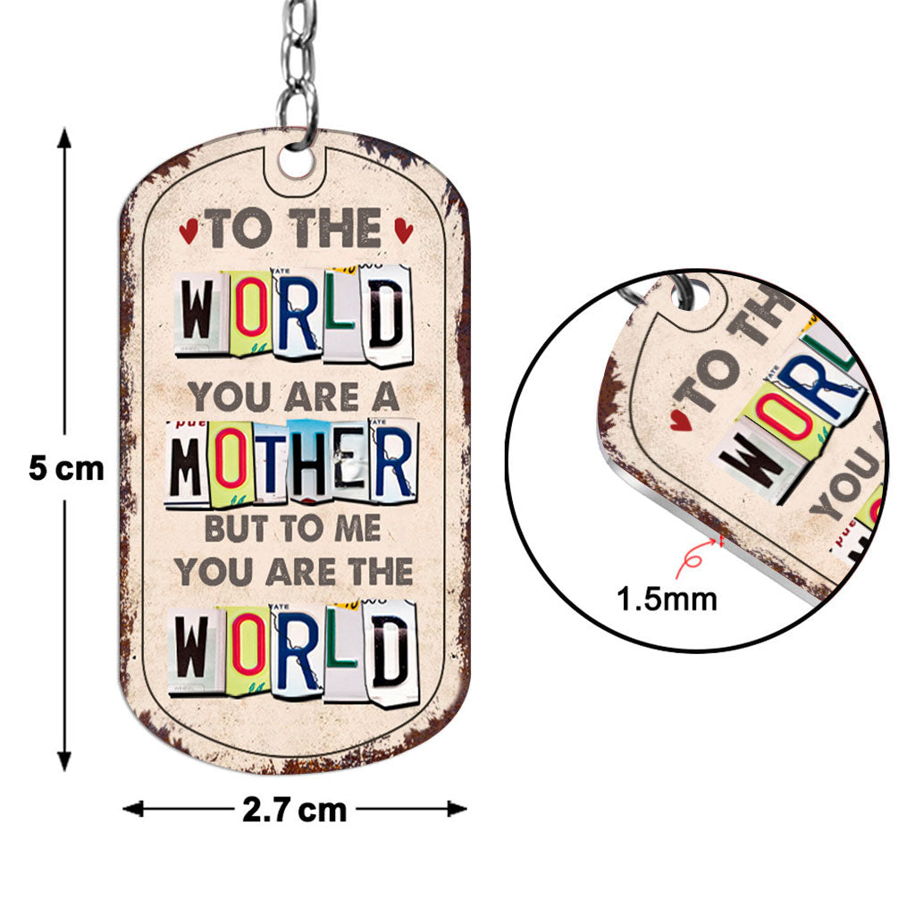 Du bist mir die Welt – Geschenk für Papa, Mama – Personalisierter Edelstahl-Schlüsselanhänger