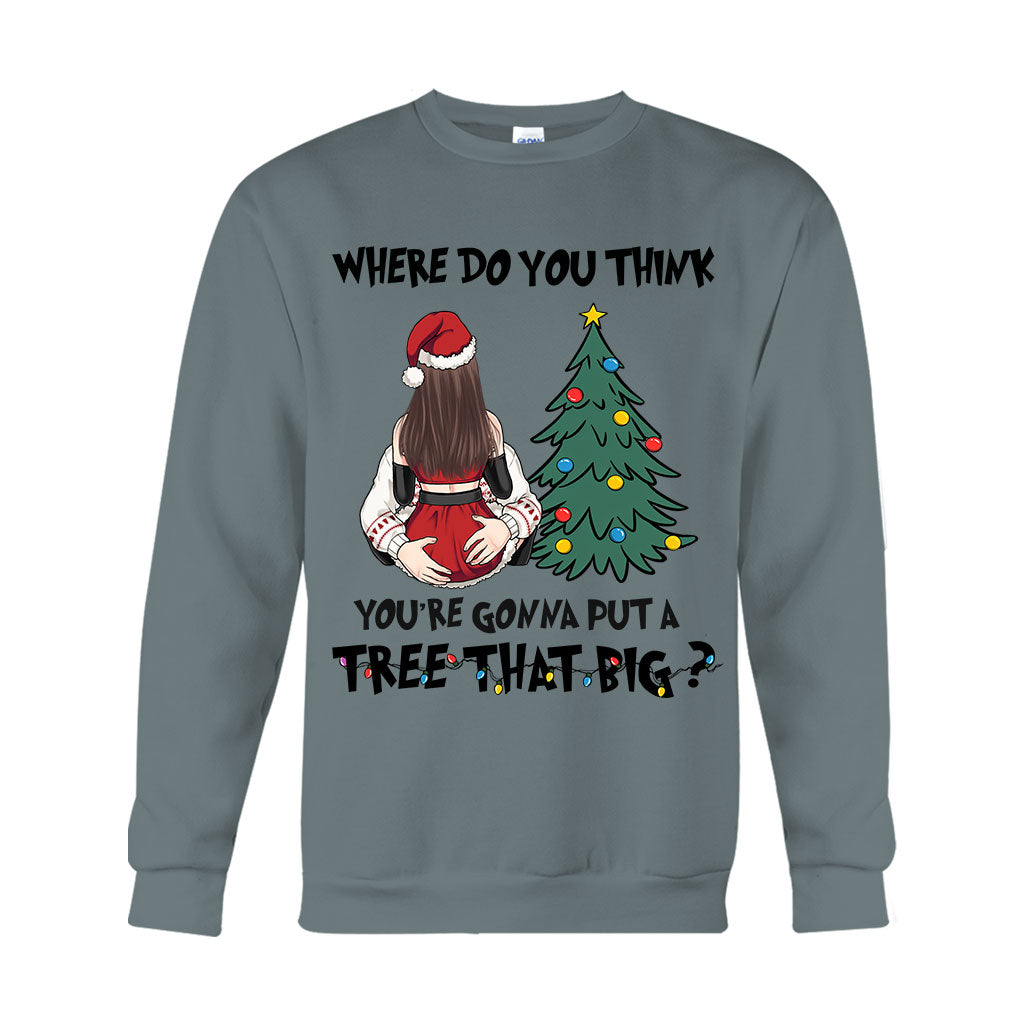 Bück dich, ich zeig dir, wo du den großen Baum hinstellen kannst – personalisiertes Partner-T-Shirt und Hoodie