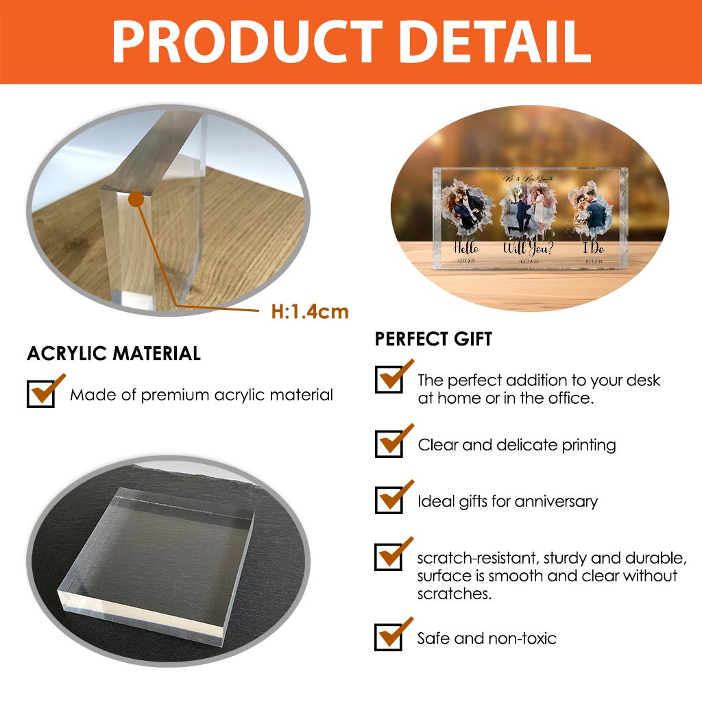 Von Hallo bis zum Ja-Wort – Personalisierte Acrylplakette für Ehemann und Ehefrau in individueller Form
