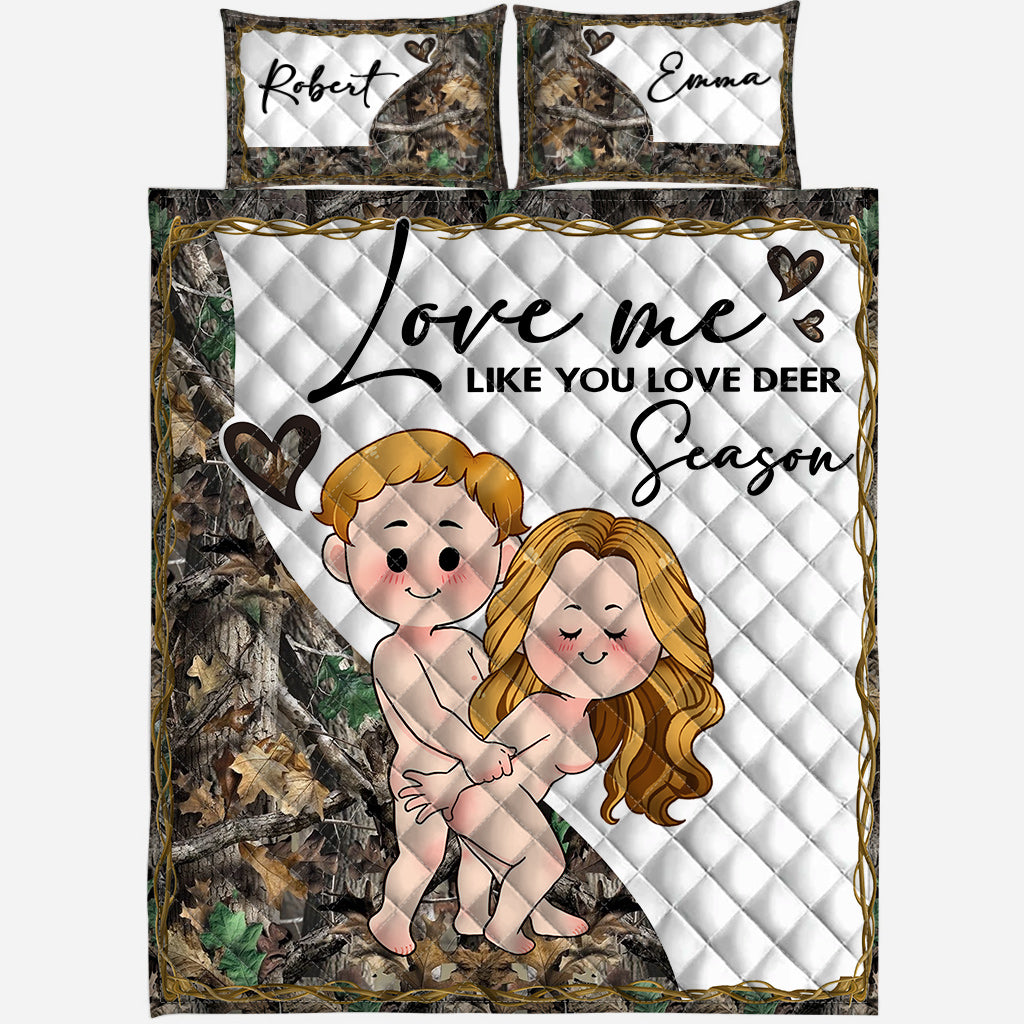 Liebe mich wie du die Hirschsaison liebst - Personalisiertes Jagd-Quilt-Set
