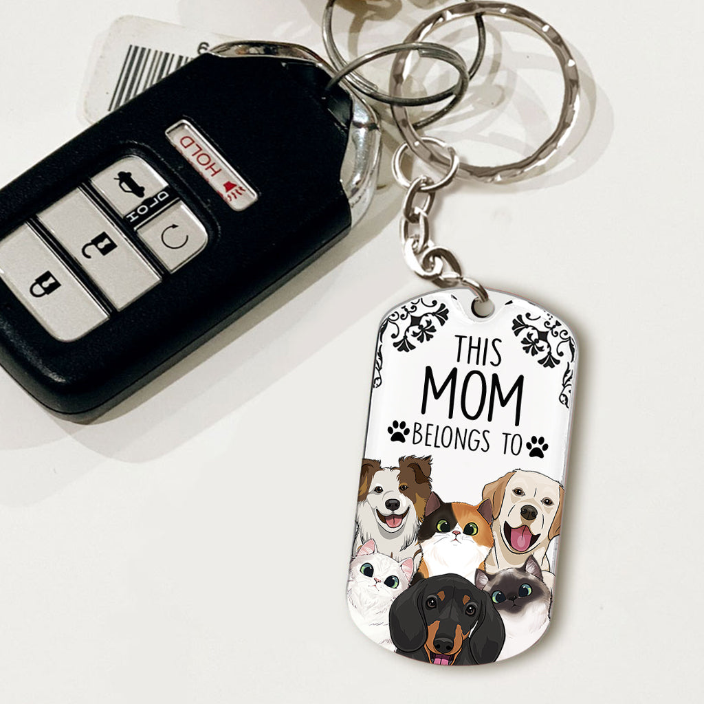 This Human Belongs To - Dog gift for cat lover - Personalized Stainless Steel Keychain