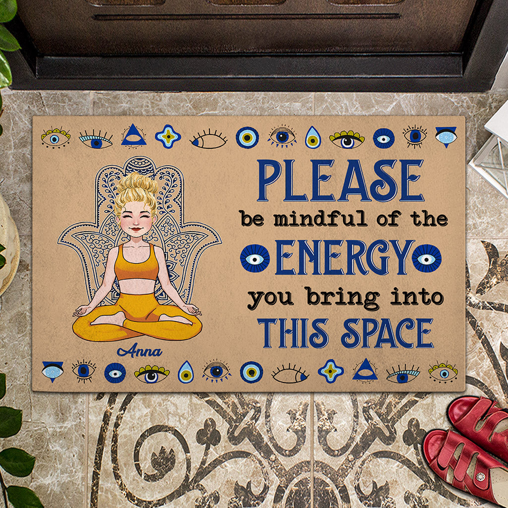 Mindful Of The Energy - Personalized Yoga Doormat