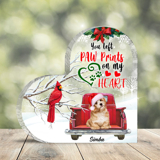 Du hast Pfotenabdrücke in meinen Herzen hinterlassen – personalisierte Acrylplakette in Hundeform