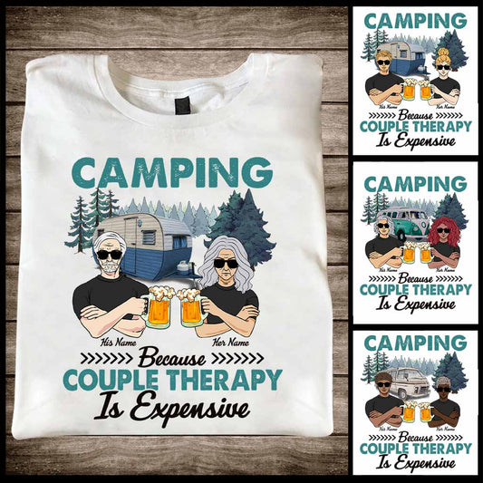 Camping, weil Paartherapie teuer ist – Personalisiertes T-Shirt und Hoodie