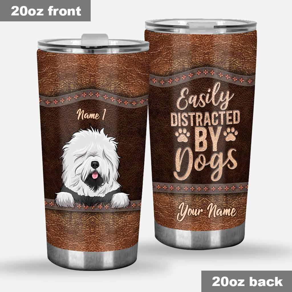 Liebe Hunde – Personalisierter Hunde-Trinkbecher mit Ledermuster