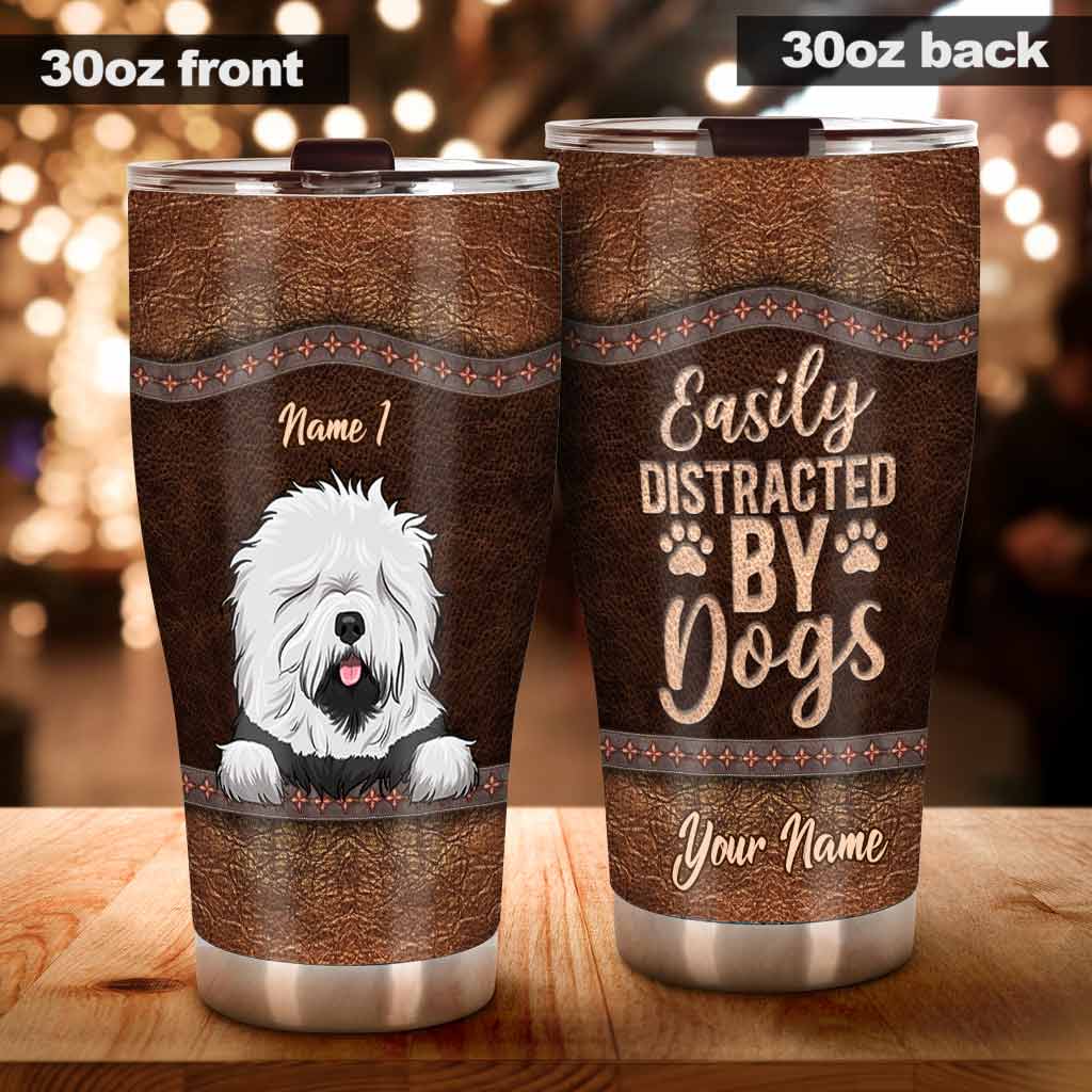 Liebe Hunde – Personalisierter Hunde-Trinkbecher mit Ledermuster