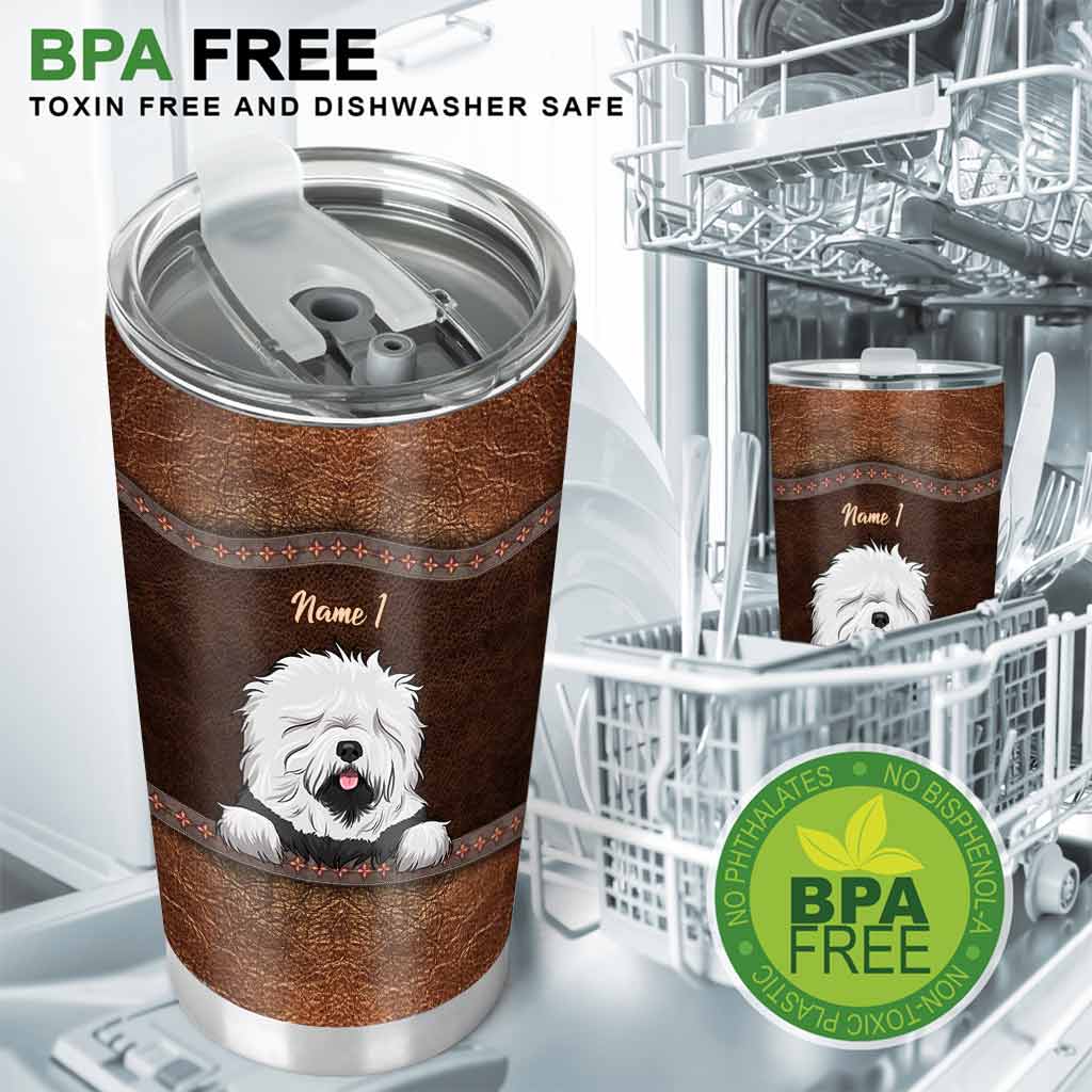 Liebe Hunde – Personalisierter Hunde-Trinkbecher mit Ledermuster