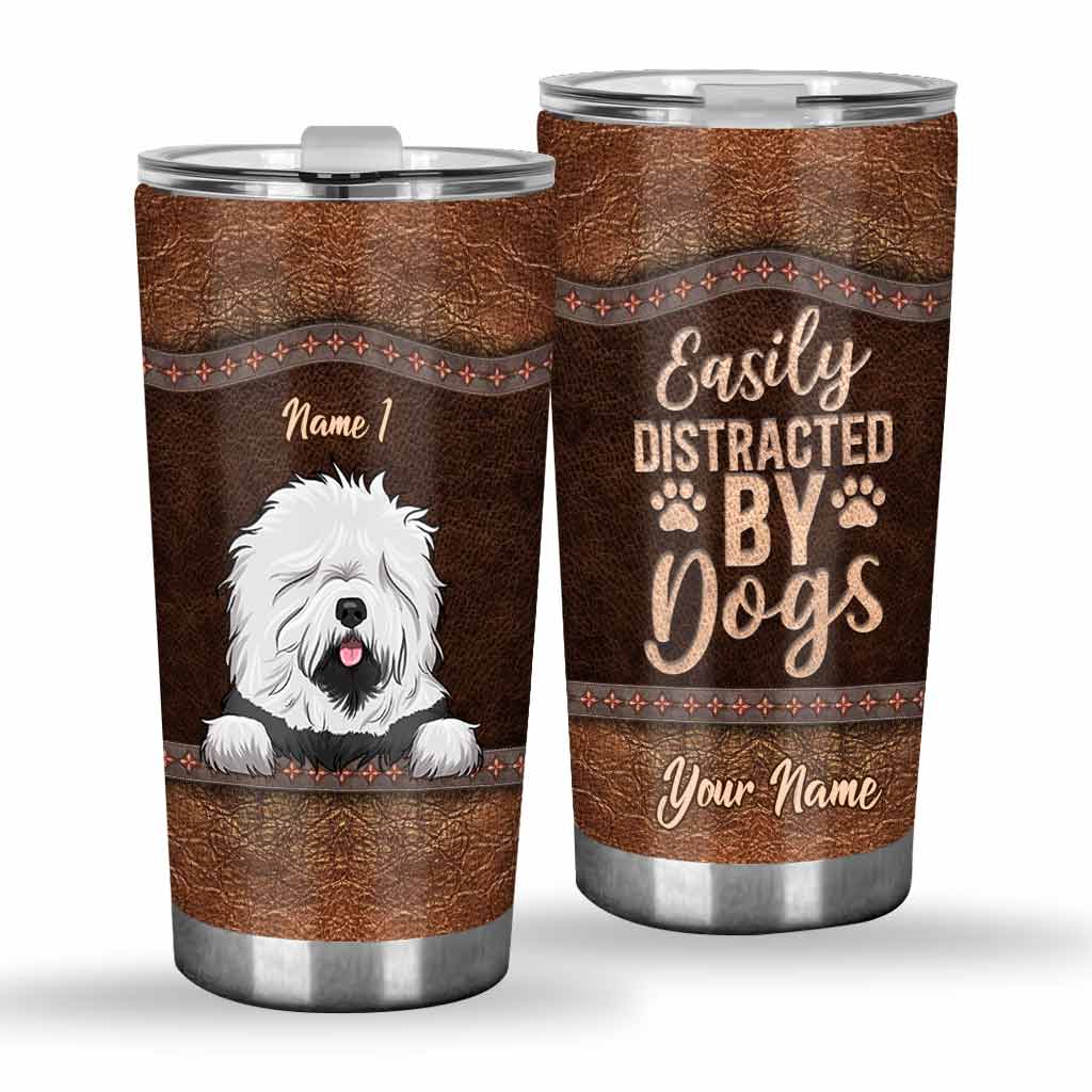 Liebe Hunde – Personalisierter Hunde-Trinkbecher mit Ledermuster