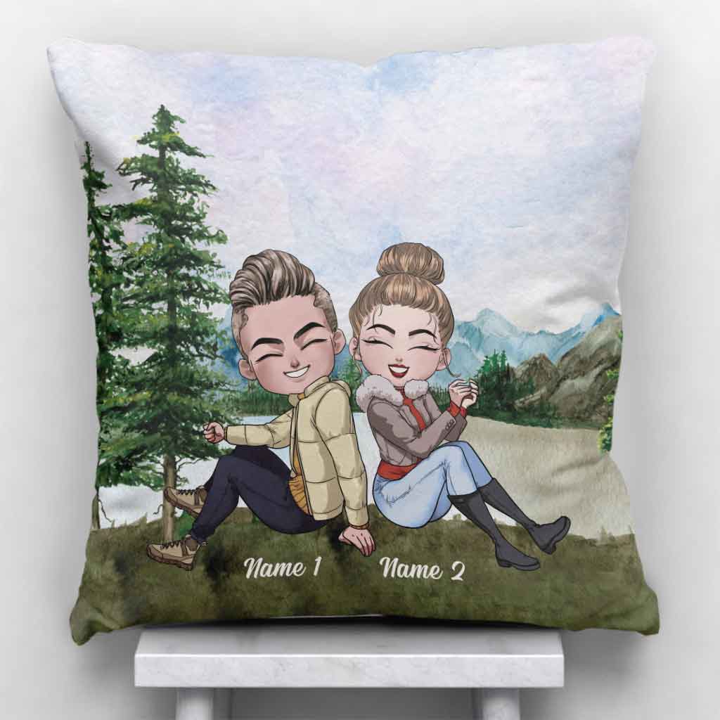Ich habe Gott um einen Campingpartner gebeten – Personalisiertes Camping-Kissen für Paare