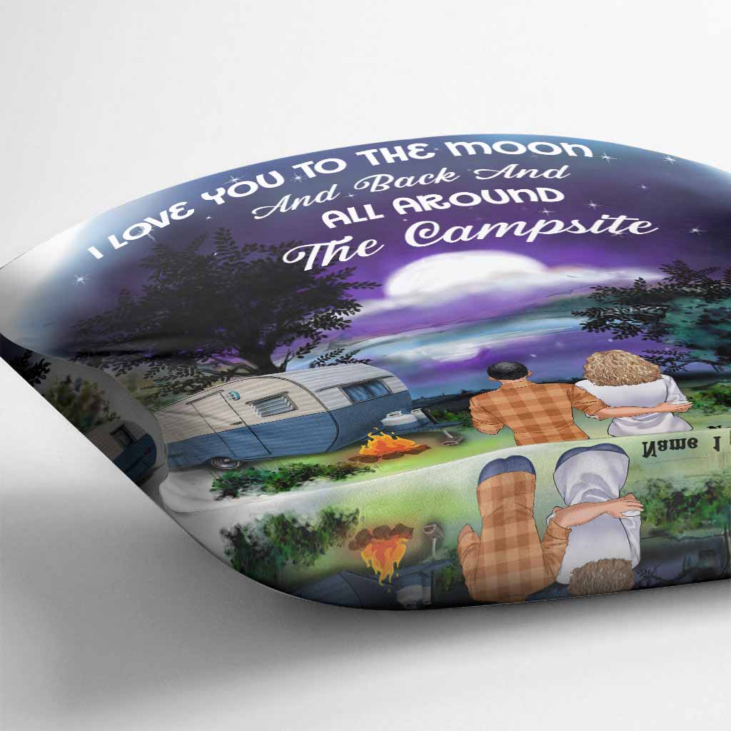 I Love You To The Moon And Back - Personalized Couple Camping Throw Pillow