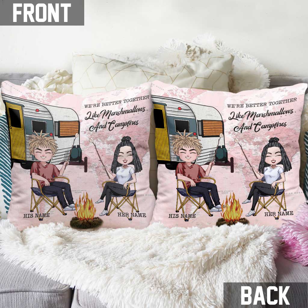 We're Better Together - Personalized Couple Camping Throw Pillow