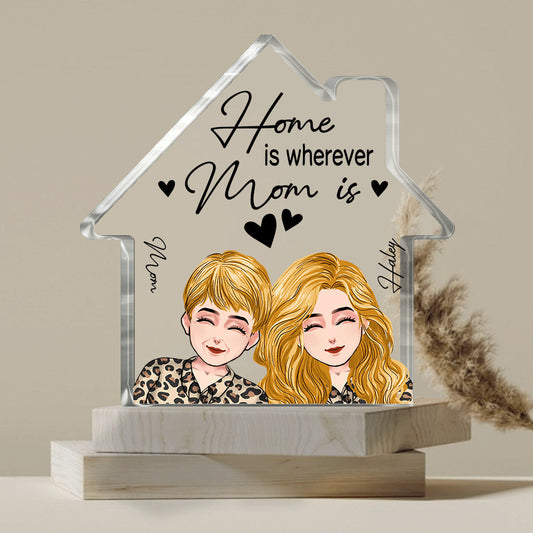 Home Is Wherever Mom Is - Personalized Mother's Day Mother Custom Shaped Acrylic Plaque