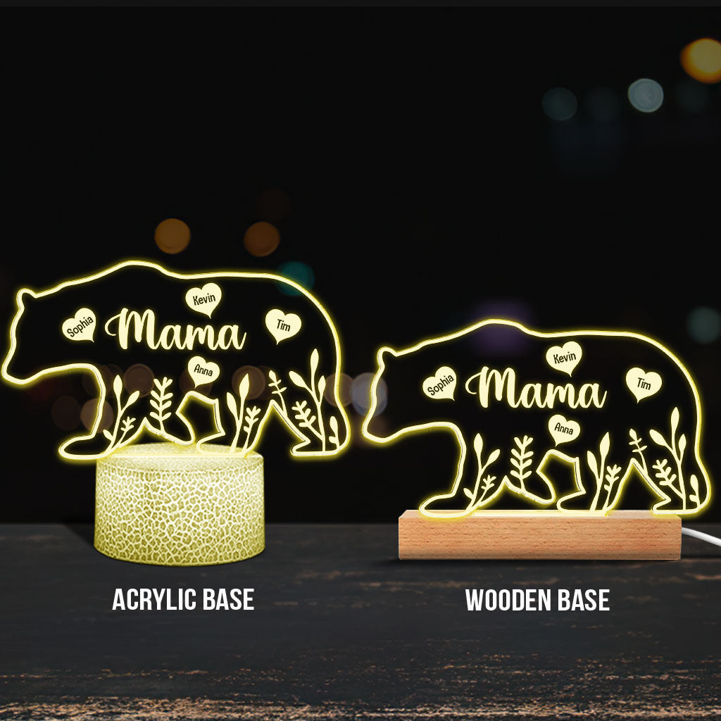 Mama Bär – Geschenk für Mama, Papa, Oma, Opa – Personalisierte, geformte Leuchtplatte