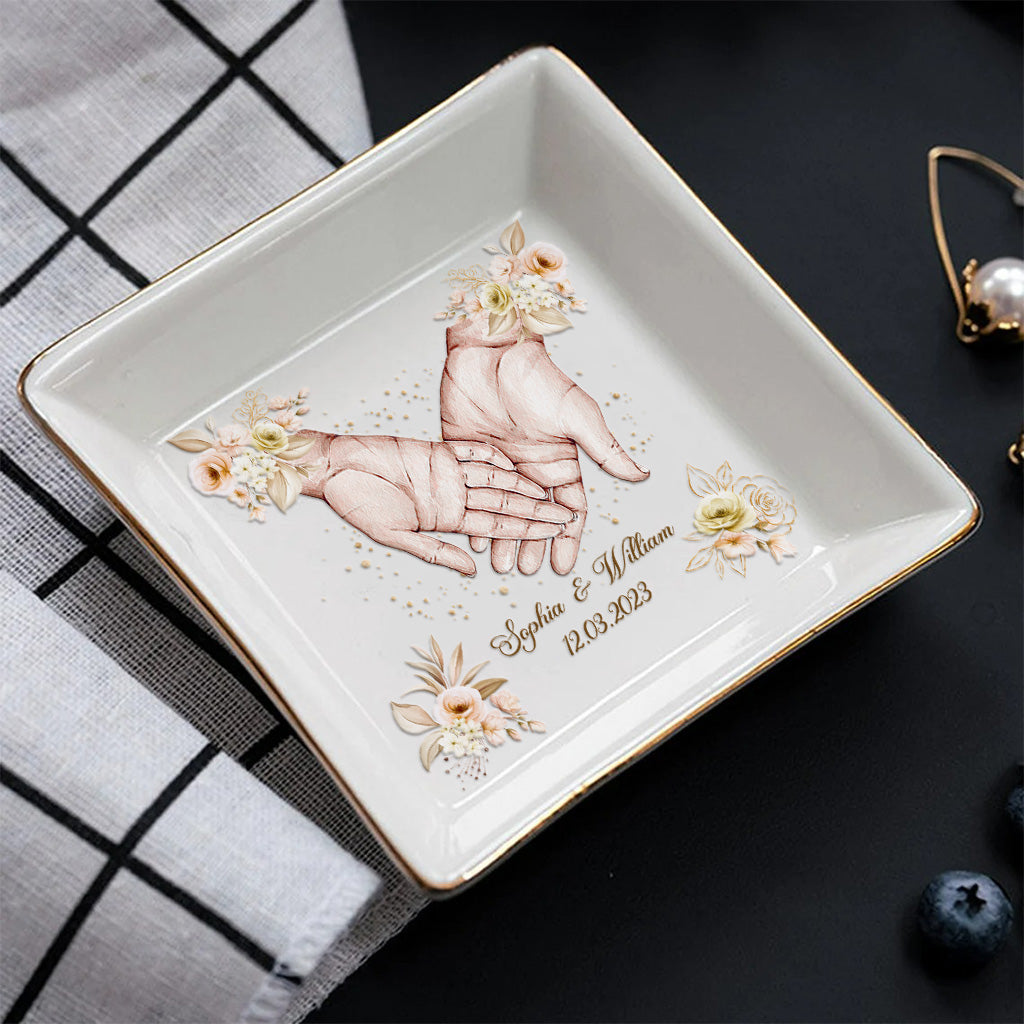 Hand In Hand - Personalized Couple Couple Jewelry Dish