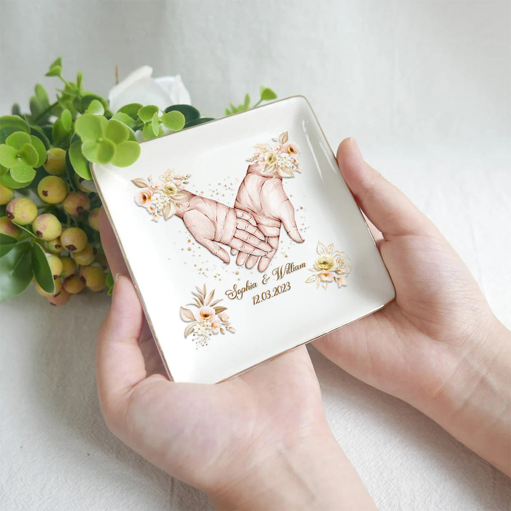 Hand In Hand - Personalized Couple Couple Jewelry Dish