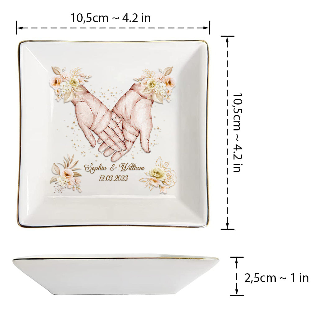 Hand In Hand - Personalized Couple Couple Jewelry Dish