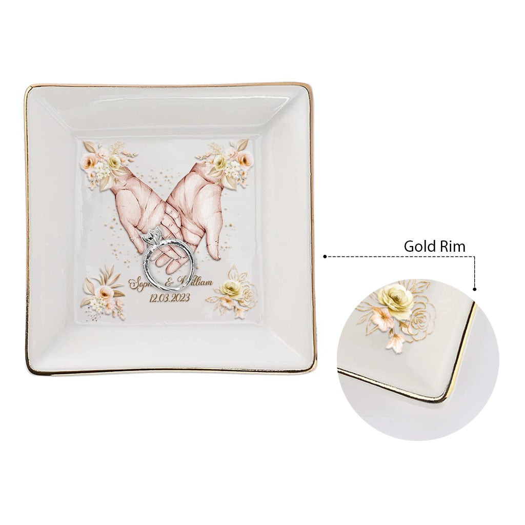 Hand In Hand - Personalized Couple Couple Jewelry Dish