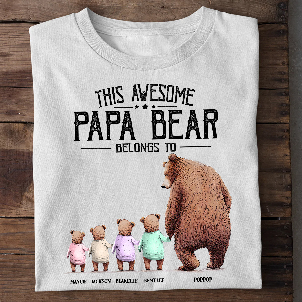 Dieser Papa Bär gehört zu – personalisiertes Opa-T-Shirt und Hoodie