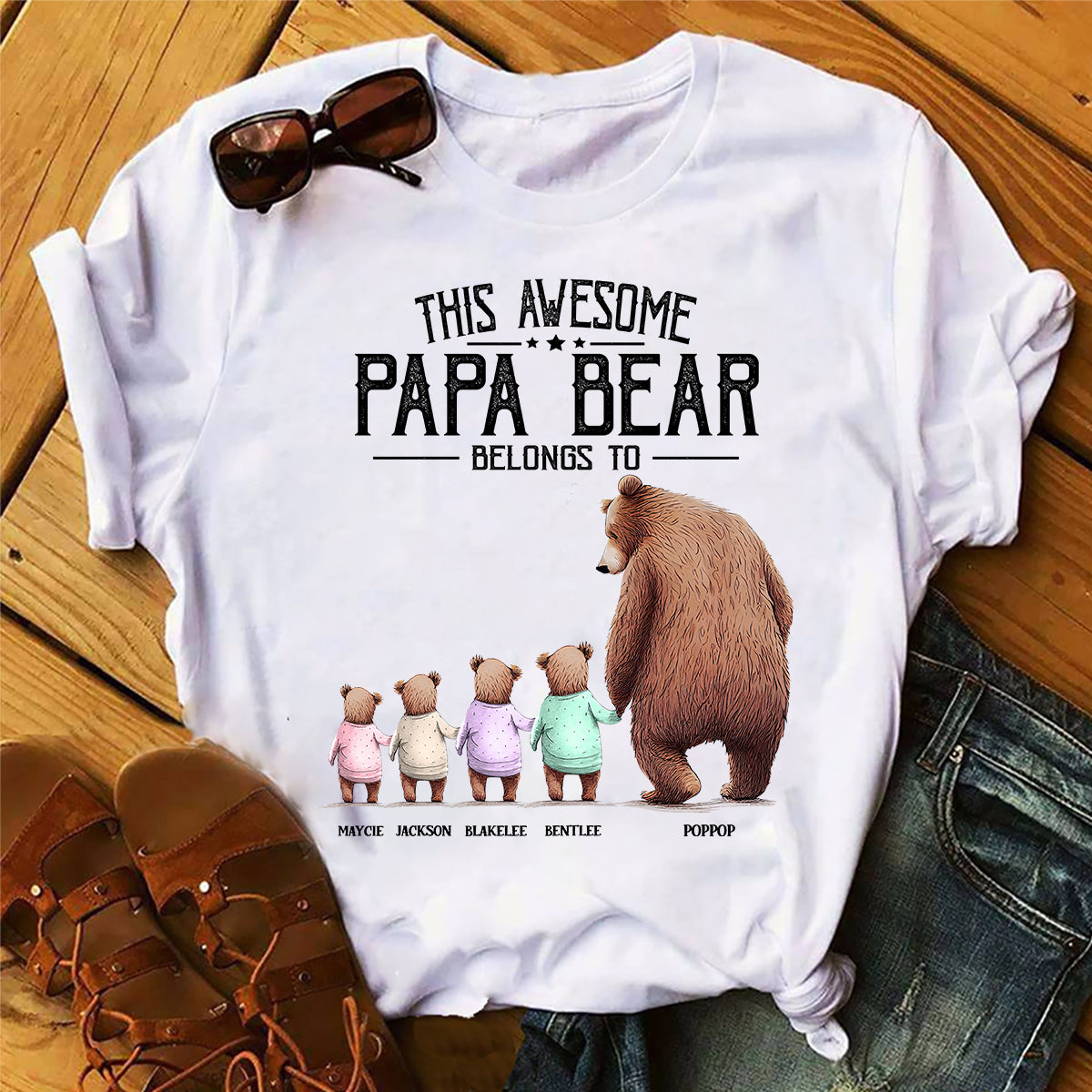 Dieser Papa Bär gehört zu – personalisiertes Opa-T-Shirt und Hoodie