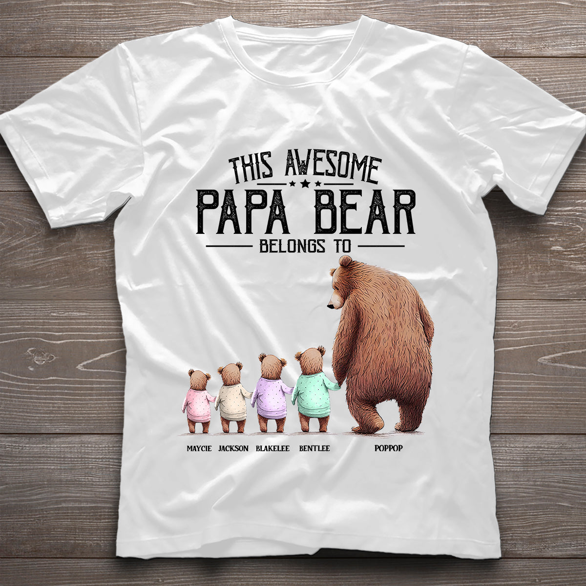 Dieser Papa Bär gehört zu – personalisiertes Opa-T-Shirt und Hoodie