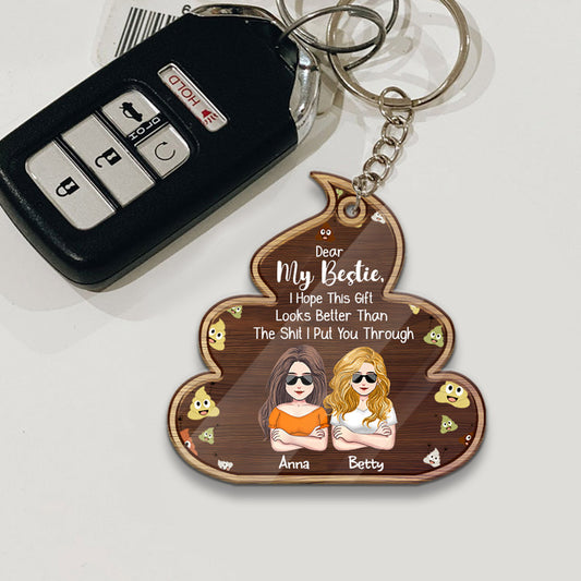 Dear My Besties - Personalized Bestie Keychain (Printed On Both Sides)