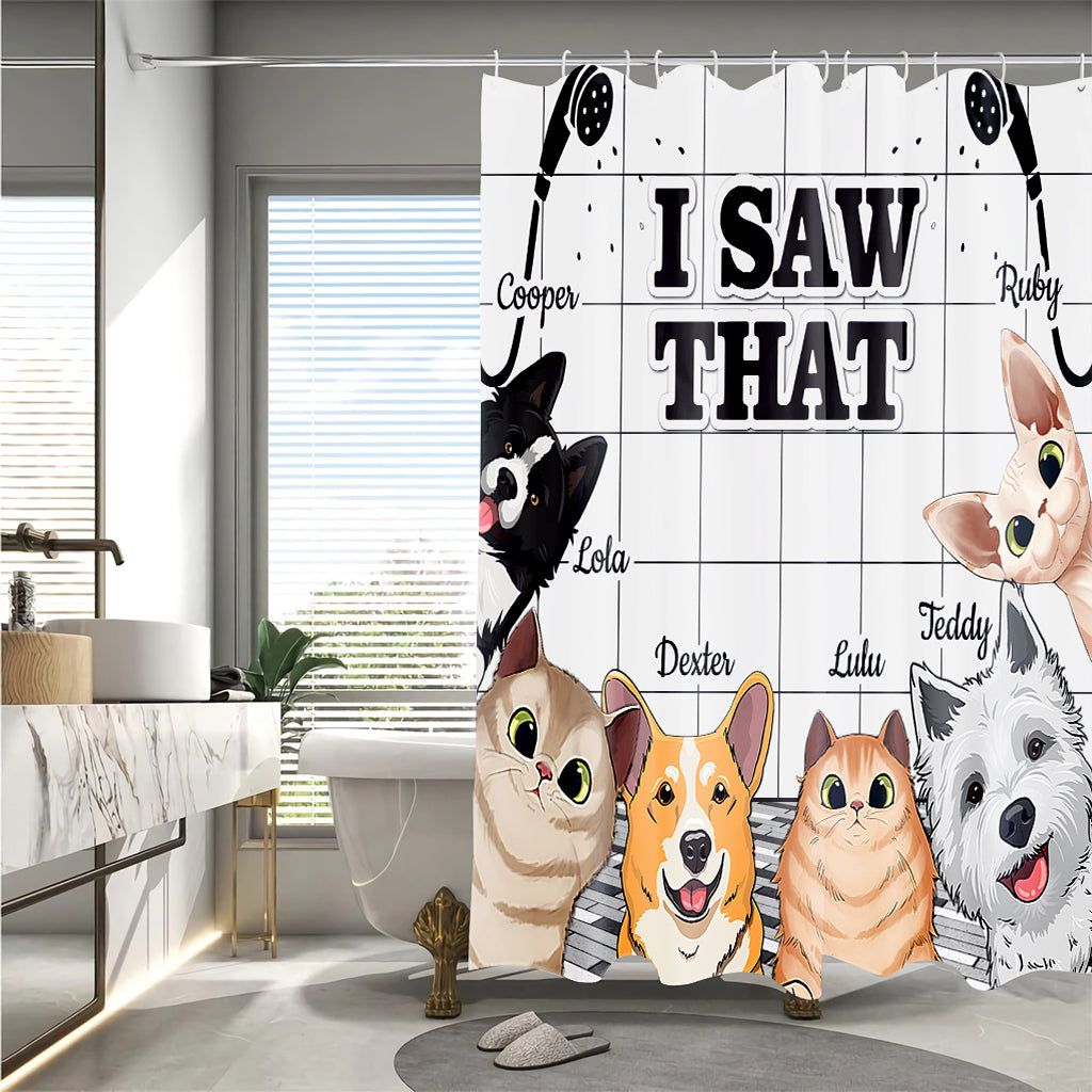 Ich habe das gesehen – personalisierter Duschvorhang für Hunde