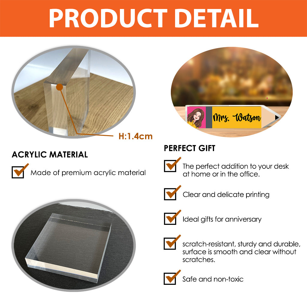 Namensschild für Lehrer – Personalisierte Acrylplakette in individueller Form