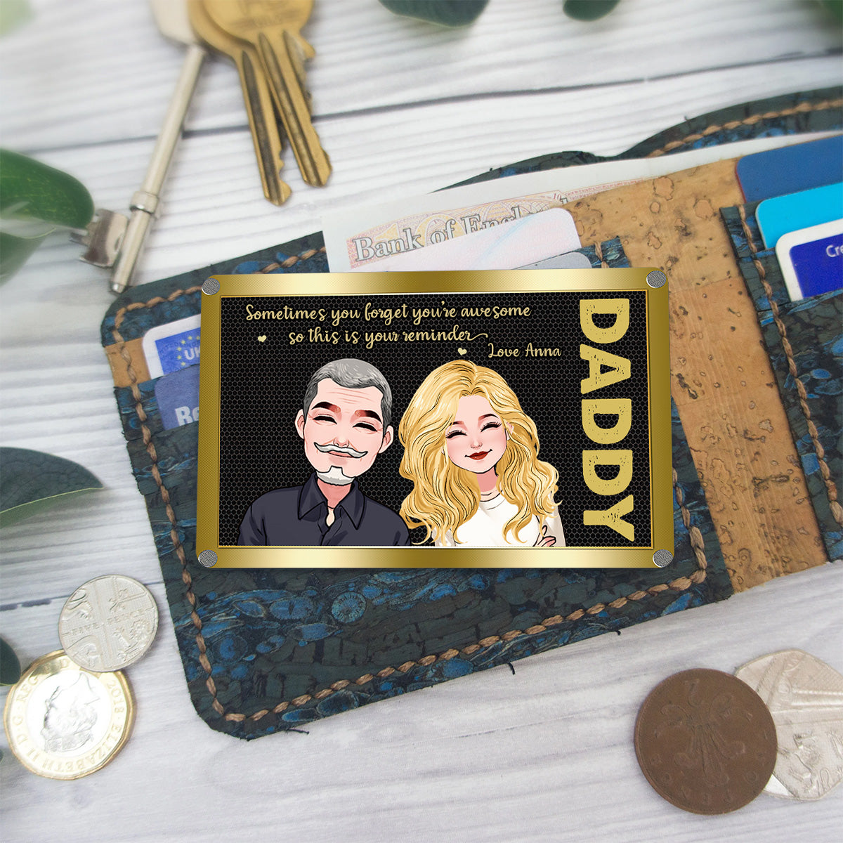 Manchmal vergisst man, wie toll man ist – Geschenk für Papa, Opa, Onkel – Personalisierte Einsteckkarte fürs Portemonnaie