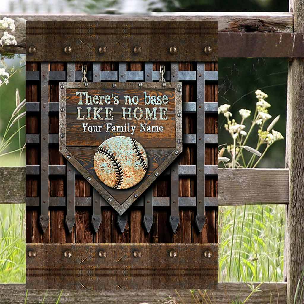 There's No Base Like Home - Baseball Personalized Rectangle Metal Sign