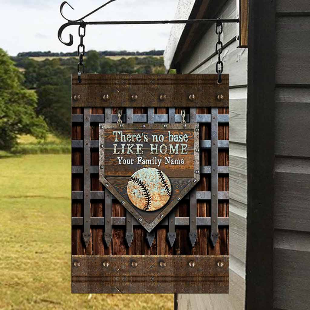 There's No Base Like Home - Baseball Personalized Rectangle Metal Sign