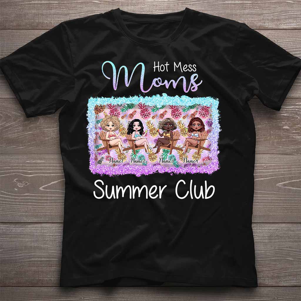 Hot Mess Moms Sommerclub – Personalisiertes Bestie-T-Shirt und Hoodie