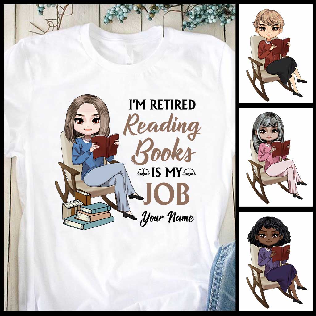 Ich bin Rentner und lese Bücher – mein Job! – Personalisiertes T-Shirt und Hoodie