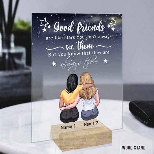 Gute Freunde sind wie Sterne – Personalisierte, transparente Acrylplakette für beste Freunde