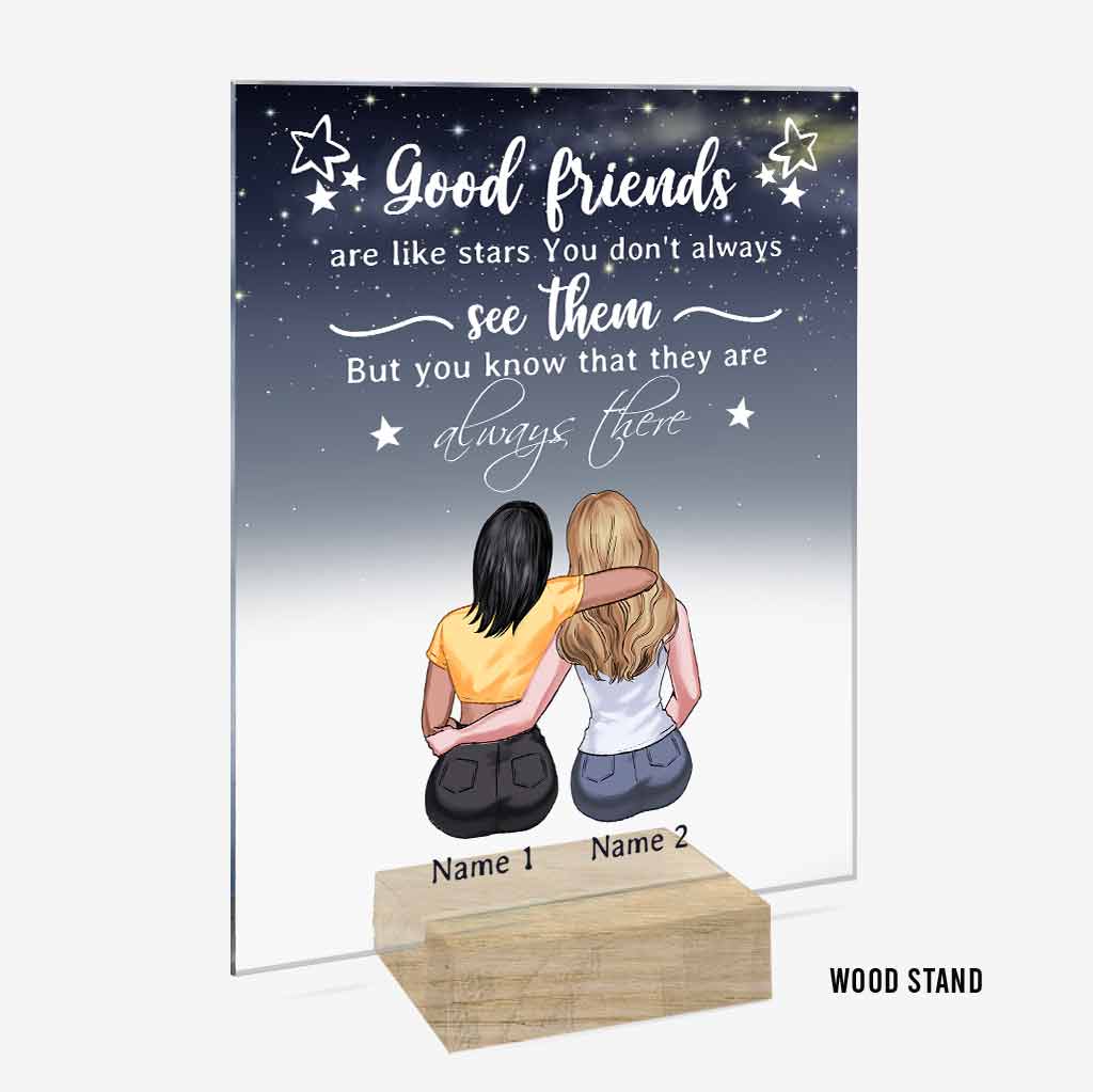 Gute Freunde sind wie Sterne – Personalisierte, transparente Acrylplakette für beste Freunde