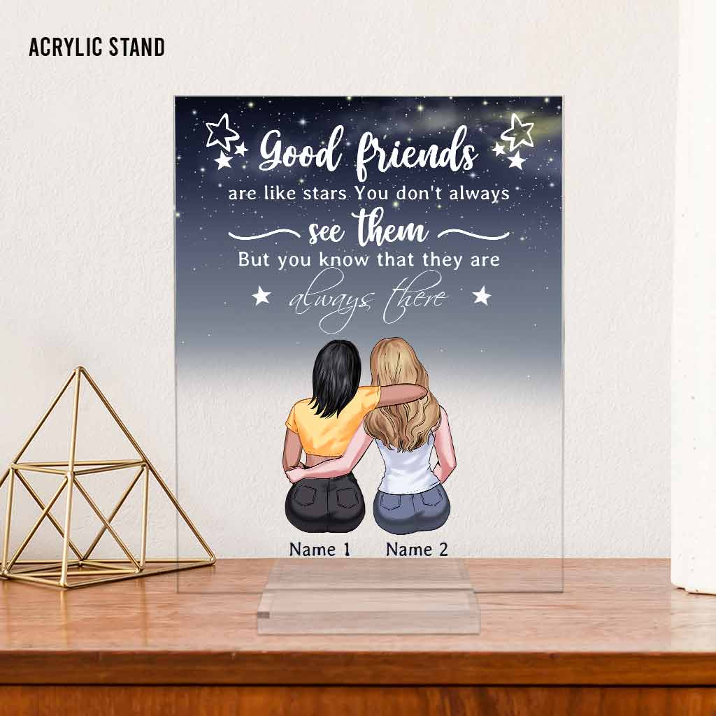 Gute Freunde sind wie Sterne – Personalisierte, transparente Acrylplakette für beste Freunde
