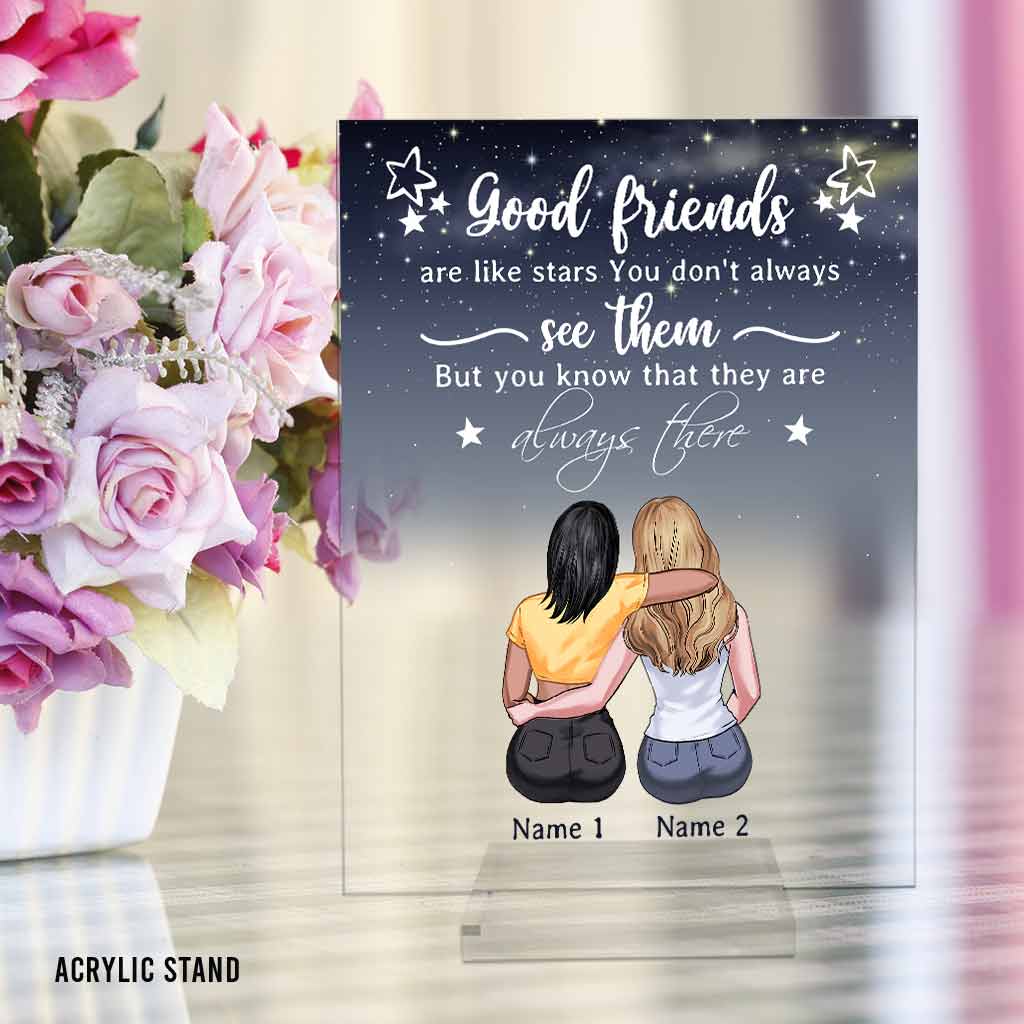 Gute Freunde sind wie Sterne – Personalisierte, transparente Acrylplakette für beste Freunde