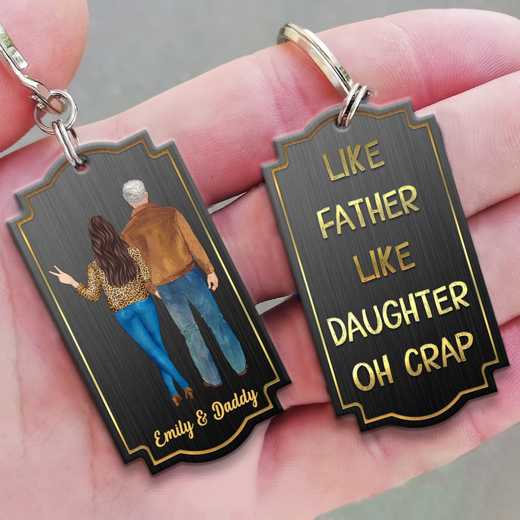 Like Father Like Daughter - Personalized Father Keychain (Printed On Both Sides)
