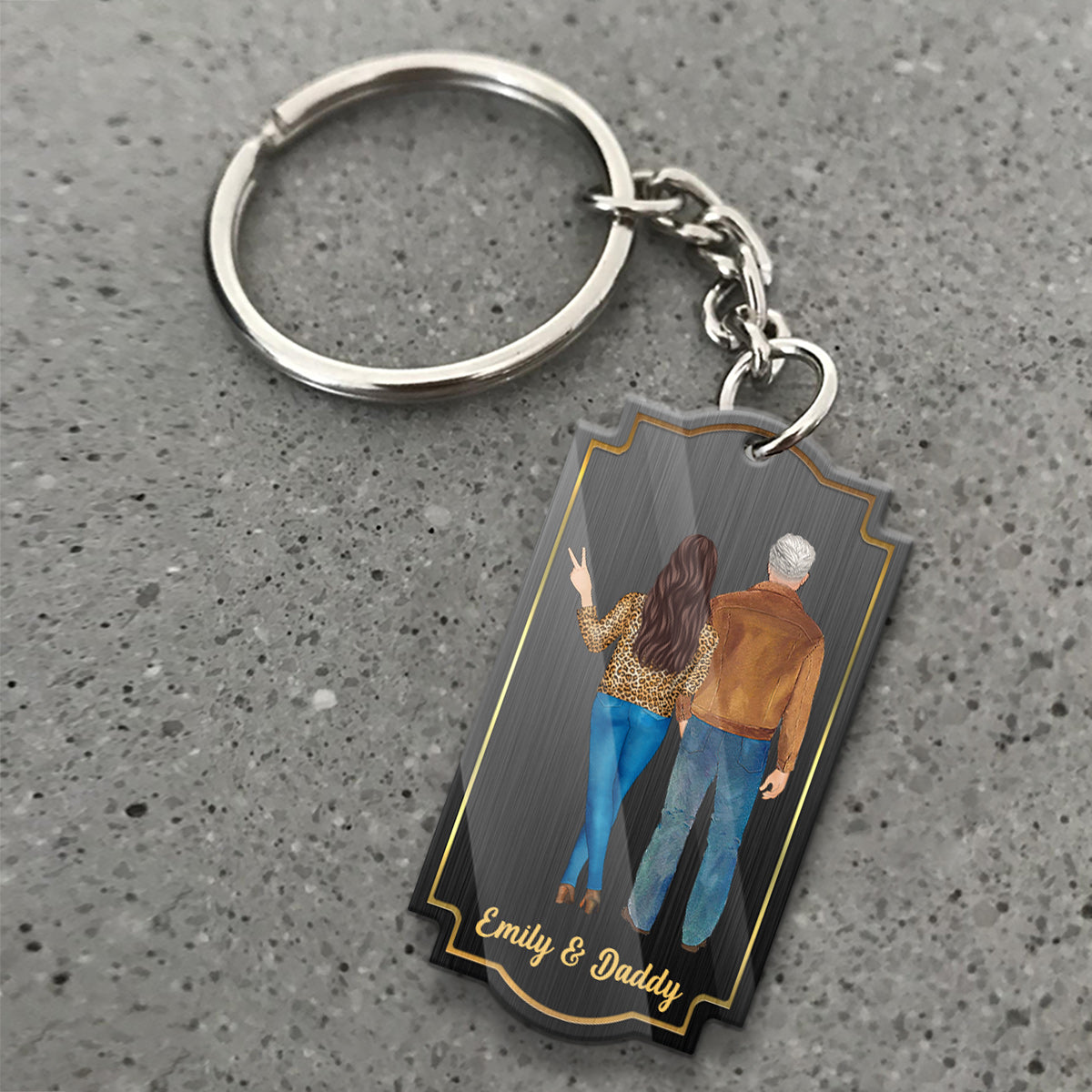 Like Father Like Daughter - Personalized Father Keychain (Printed On Both Sides)