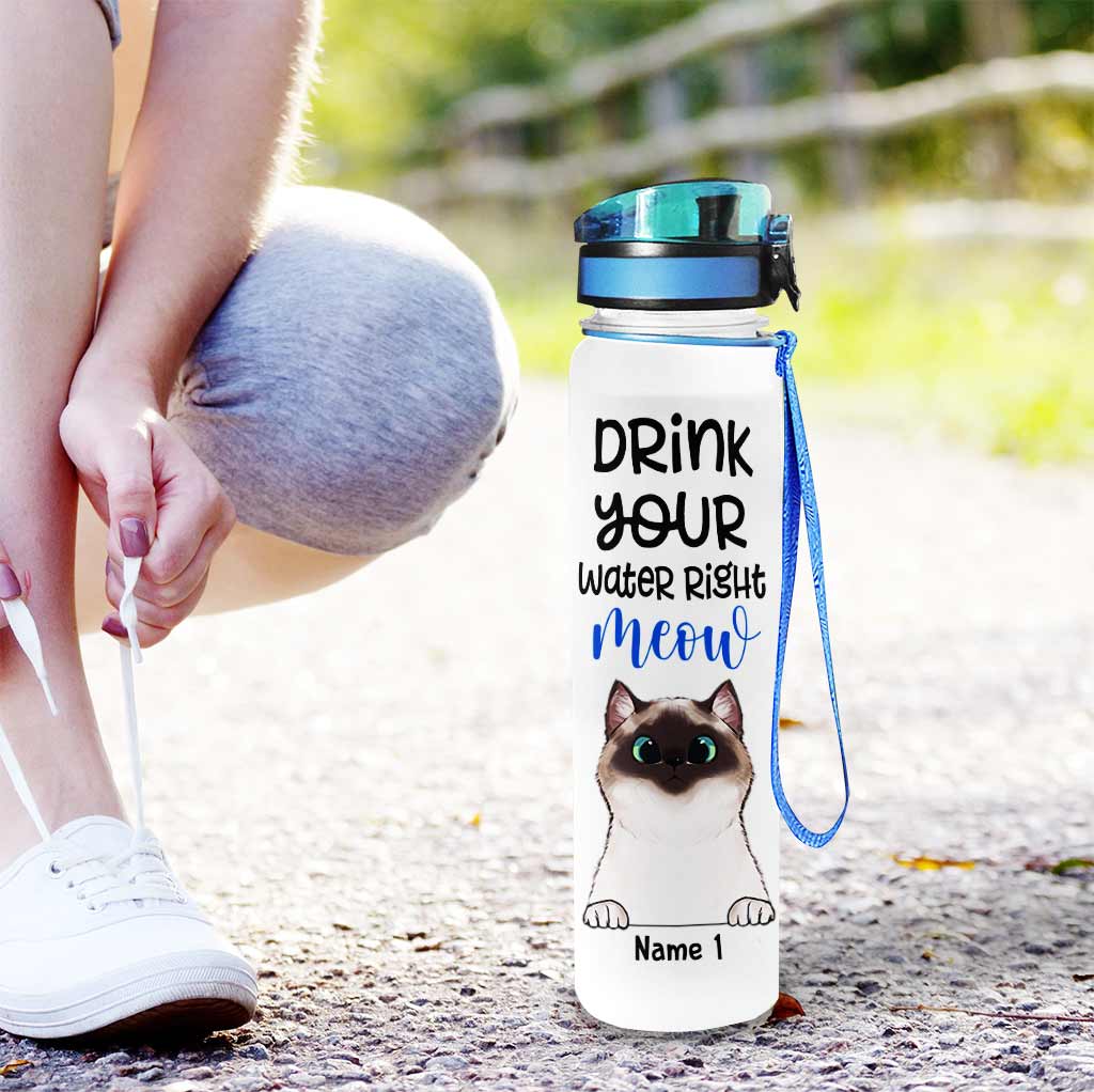 Trink dein Wasser jetzt! - Personalisierte Trinkflasche mit Katzen-Trinktracker